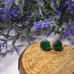 Emerald Faux Druzy Studs